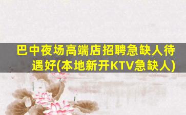 巴中夜场高端店招聘急缺人待遇好(本地新开KTV急缺人)